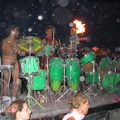A close up of the drum band at Pinky's bar.  No shirt or shoes required, I guess.  The "snow" in the picture is from t