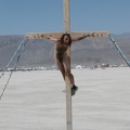 One of the art installations was a set of three crucifixes that you could climb up on.