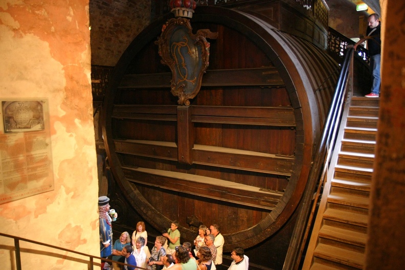 Cask that holds 50,000 gallons of wine for the castle.