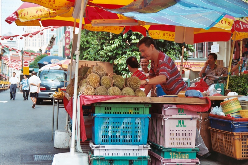 The durian vendor in chinatown
