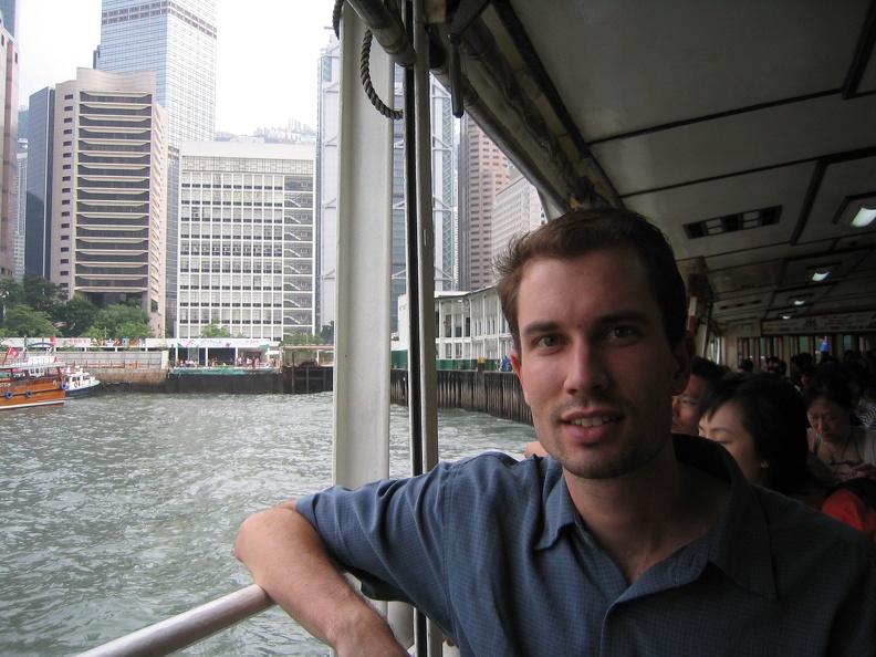 Going across the harbor on the Star Ferry.