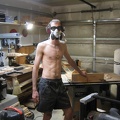 My eye, ear, and lung protection while slicing the 6 logs into 600 necklaces...