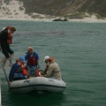 Taking the skiff to shore
