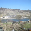 Terraced hillsides in background and garden plots in foreground
