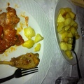 Amazing "mona lisa" potatoes and braised fowl and rabbit